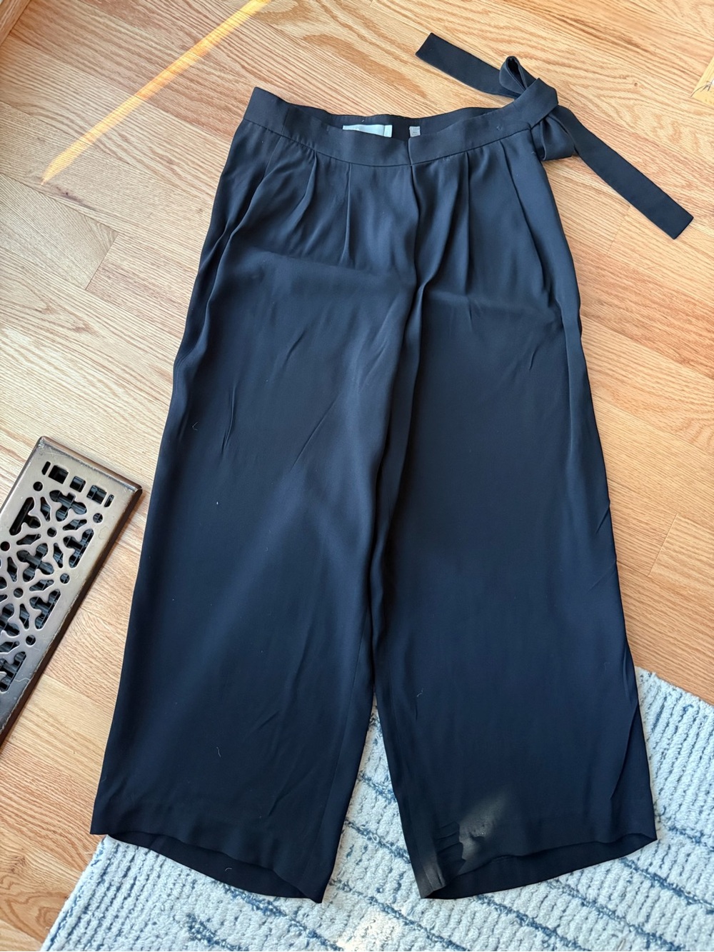 Vince Black Side-Tie Culottes Wide Leg Cropped Pants Trousers 23” - Size 4